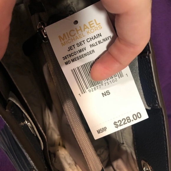 NWT MICHAEL Michael Kors blue leather OTS bag - Picture 2 of 6